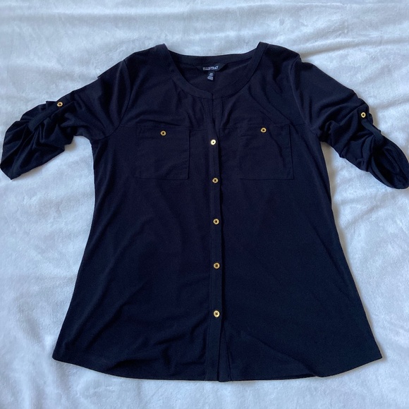 Navy blue button up blouse - Picture 1 of 3